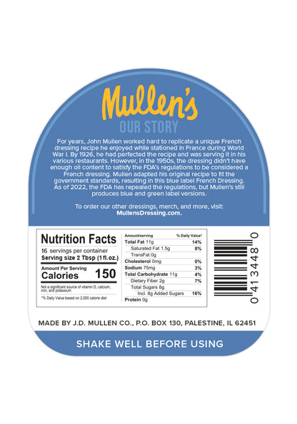 Mullen's Government French Dressing (Blue Label)